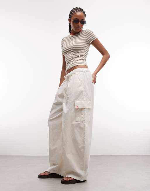 Monki - T-shirt ajusté effet rétréci à rayures - Kaki, 3 de 4