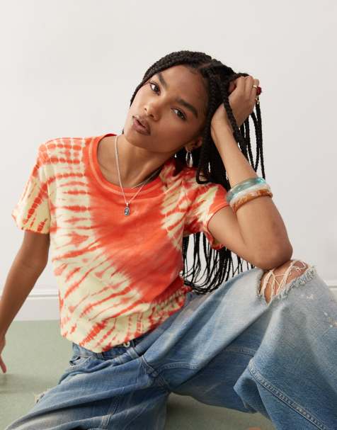 Monki - T-shirt effet rétréci - Rouge tie-dye - view 1