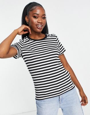 Monki t-shirt in black and white stripe - ASOS Price Checker