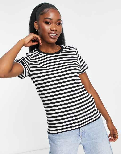 Monki t shirt in black and white stripe