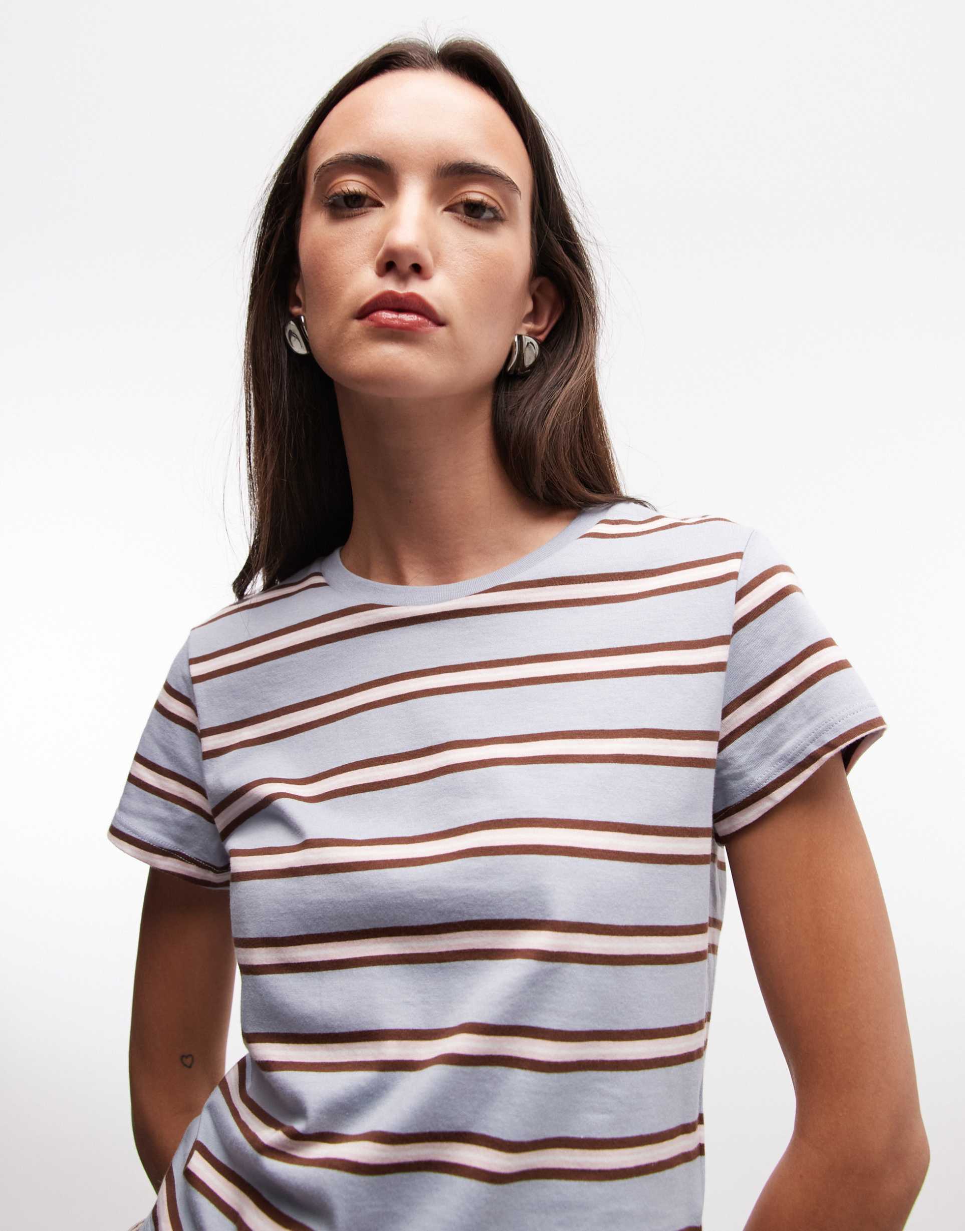 monki t-shirt in blue stripes