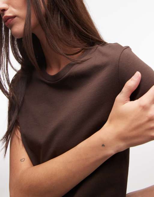 Monki t-shirt in chocolate, 2 of 4