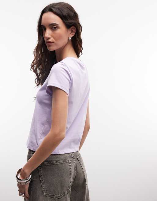 Monki - T-shirt in lila paars, 4 van 4