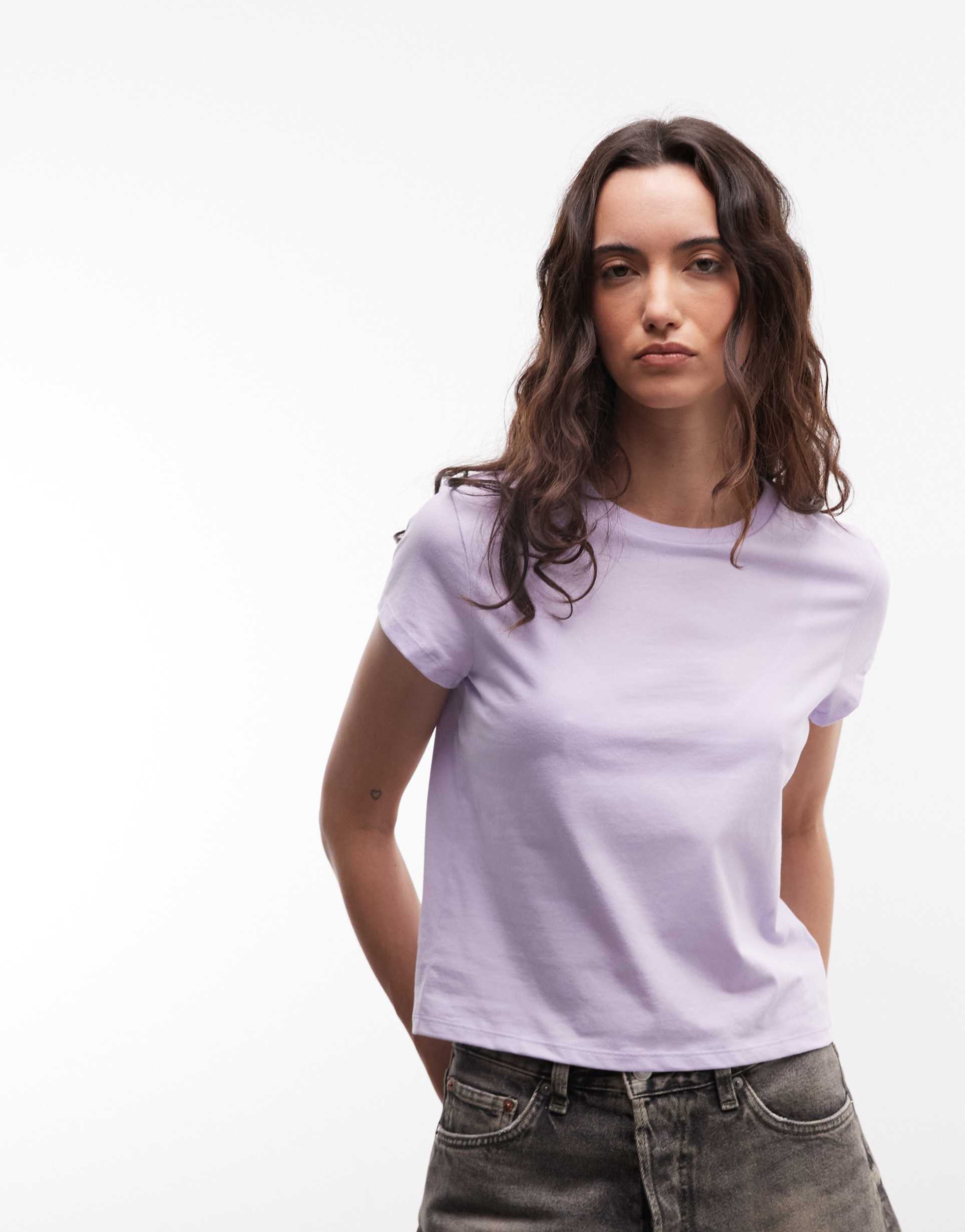 monki t-shirt in lilac purple