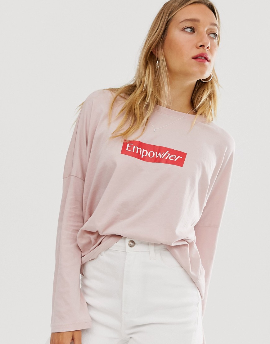 Monki - T-shirt met empowher-tekst-Roze