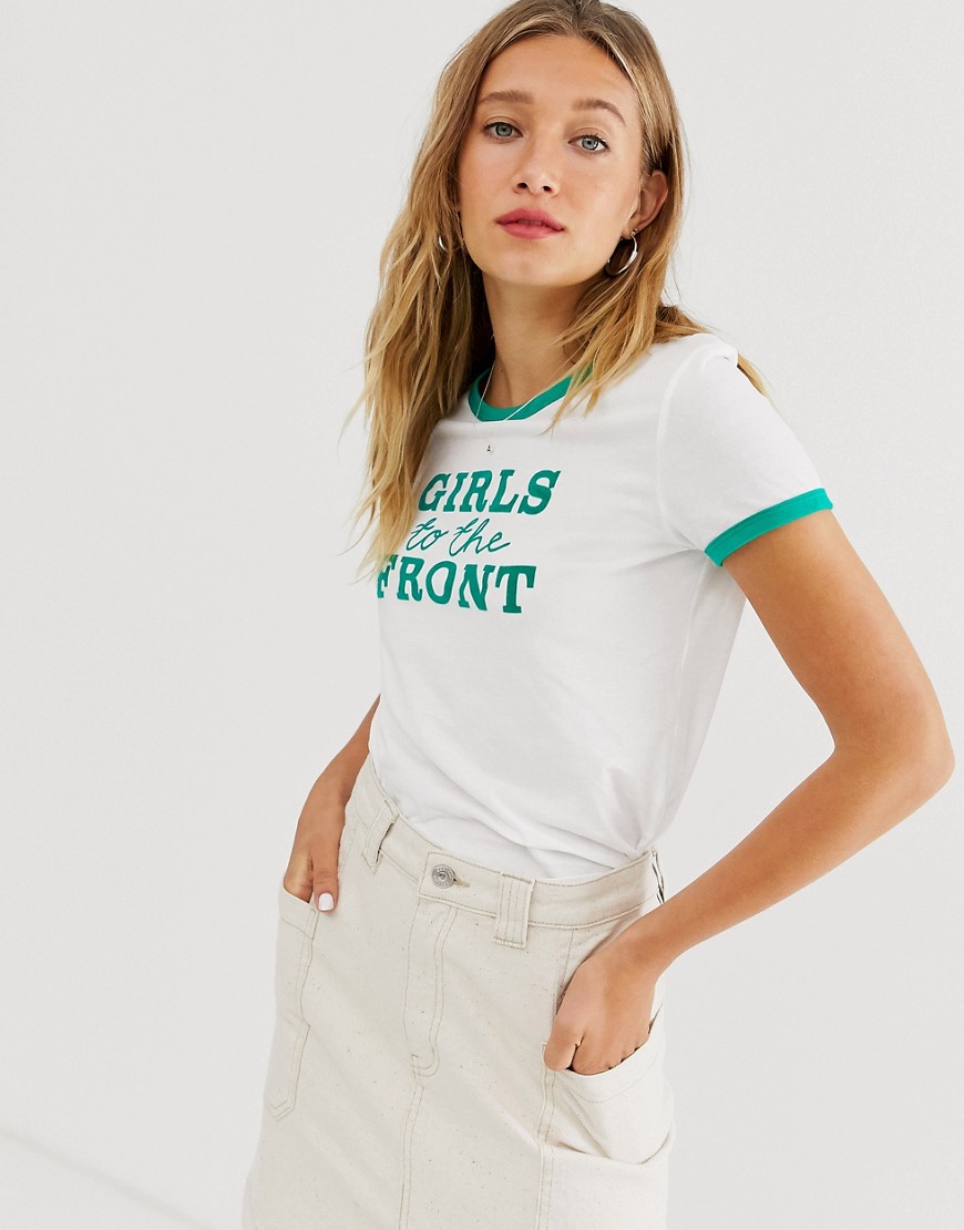 Monki - T-shirt met Girls on the front-print-Multi