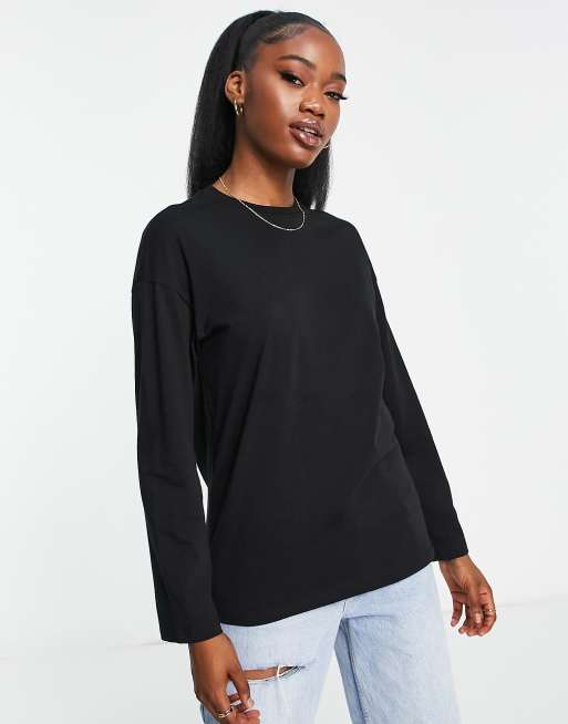 Monki - T-shirt met lange mouwen in zwart