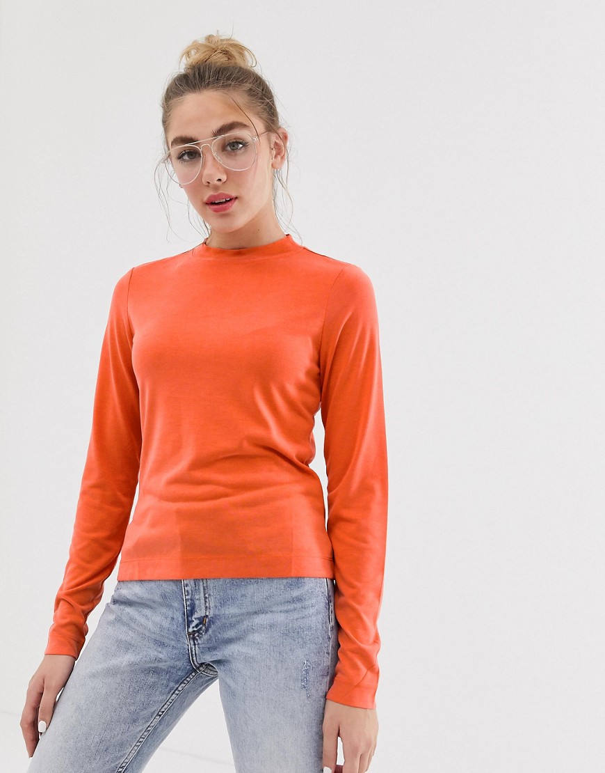 Monki - T-shirt met lange mouwen-Oranje