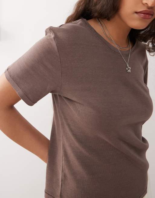 Monki - T-shirt mini marrone cioccolato , 2 di 4