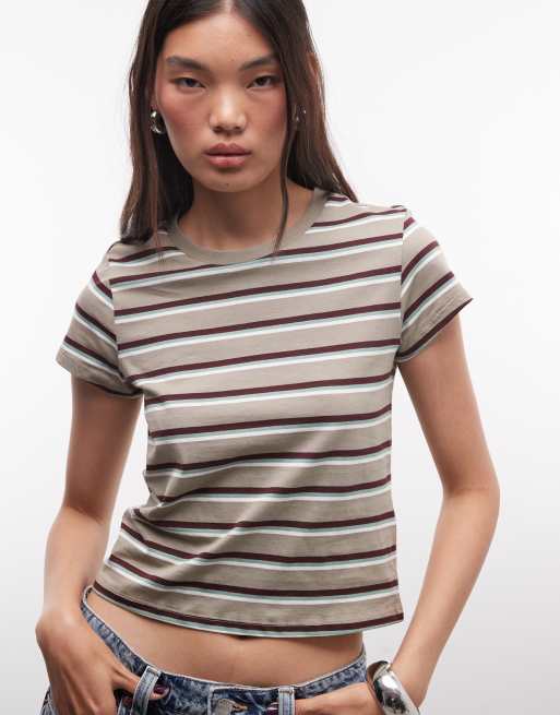 Monki T-Shirt mit braunen Streifen, 3 von 4