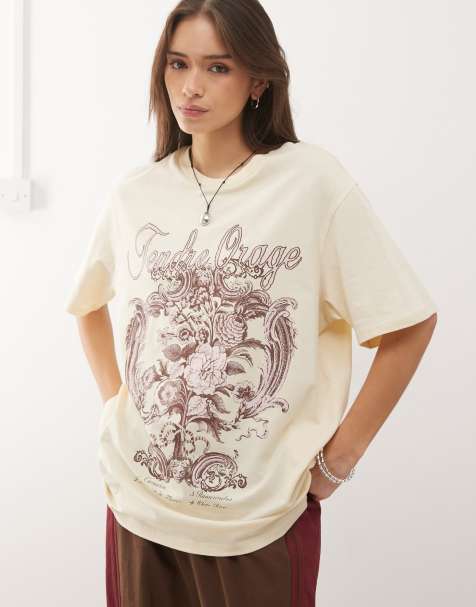 Monki - T-shirt oversize à fleurs - Citron et rose - view 1
