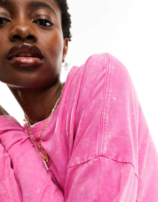 Monki - T-shirt oversize à manches longues - Rose, 3 de 4