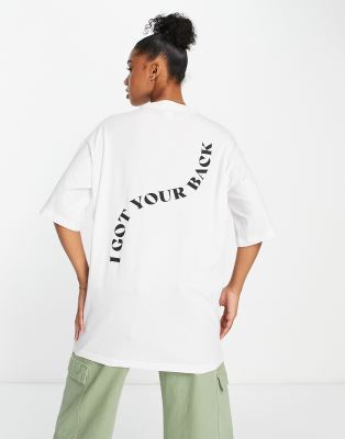 T-shirt oversize bianca con scritta sul retro-Bianco - Monki T-shirt donna  - immagine2