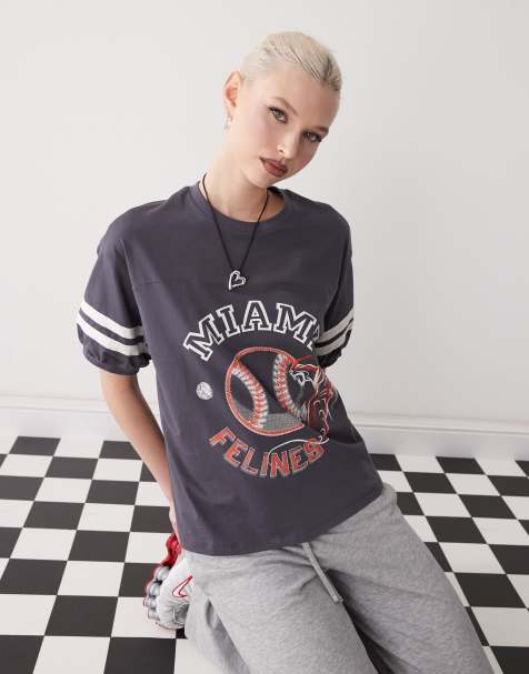 Monki - T-shirt oversize nera stile college - view 1