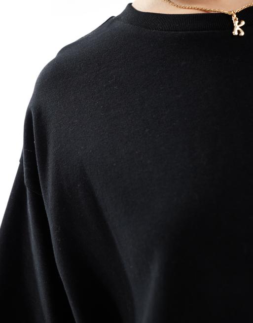 Monki - T-shirt pesante squadrata nera, 4 di 4