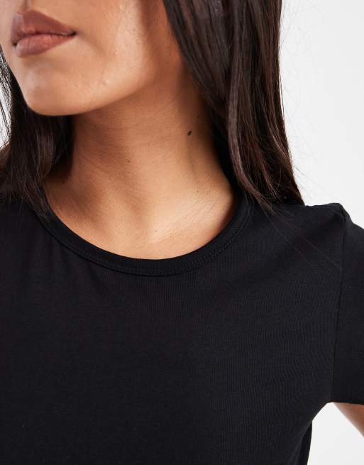 Monki - T-shirt ristretta nera, 3 di 4