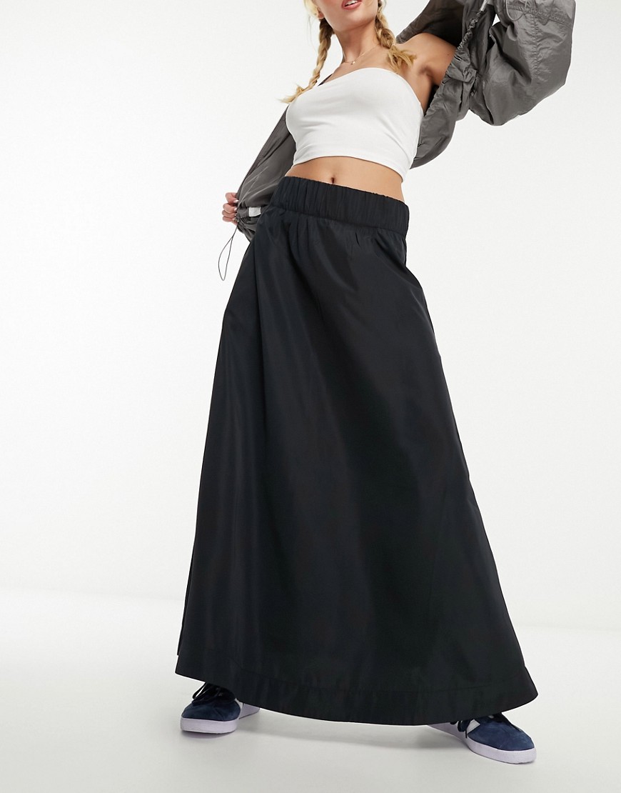 Monki taffeta maxi skirt in black