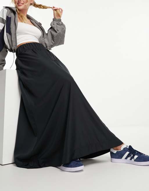 Black taffeta maxi store skirt