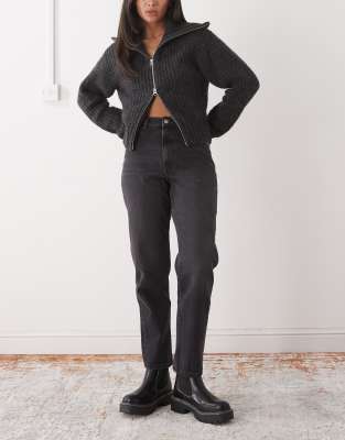 Monki Taiki High Waist Balloon Leg Jeans In Black