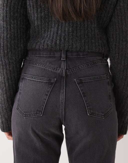 Monki Taiki high waist balloon leg jeans in black, 4 of 5