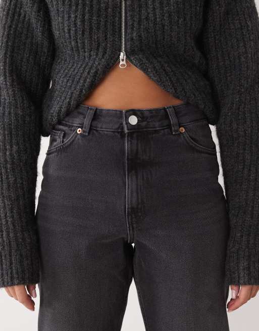 Monki Taiki high waist balloon leg jeans in black, 5 of 5