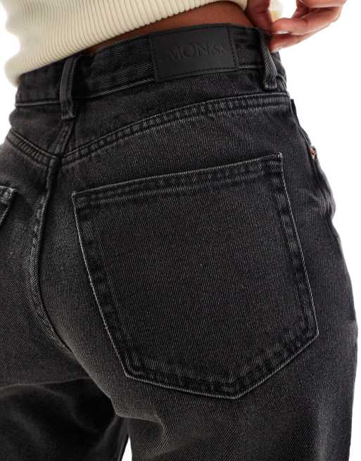 Monki Taiki high waist balloon leg jeans in washed black | ASOS