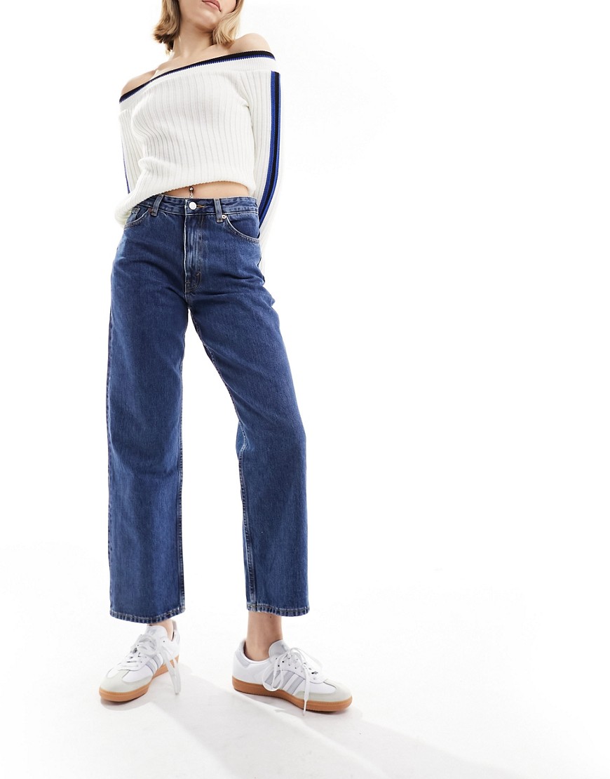 Monki Taiki high waist mom jeans in dark blue