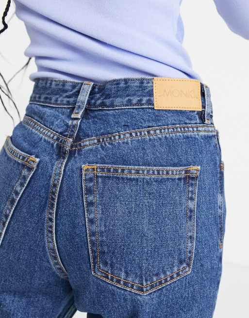 Monki Taiki high waist mom jeans in la lune, 3 of 4