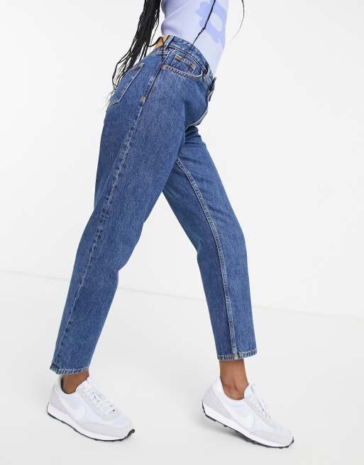 Monki Taiki high waist mom jeans in la lune | ASOS