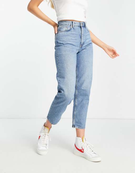 Monki Taiki High Waist Mom Jeans In Light Blue Asos 