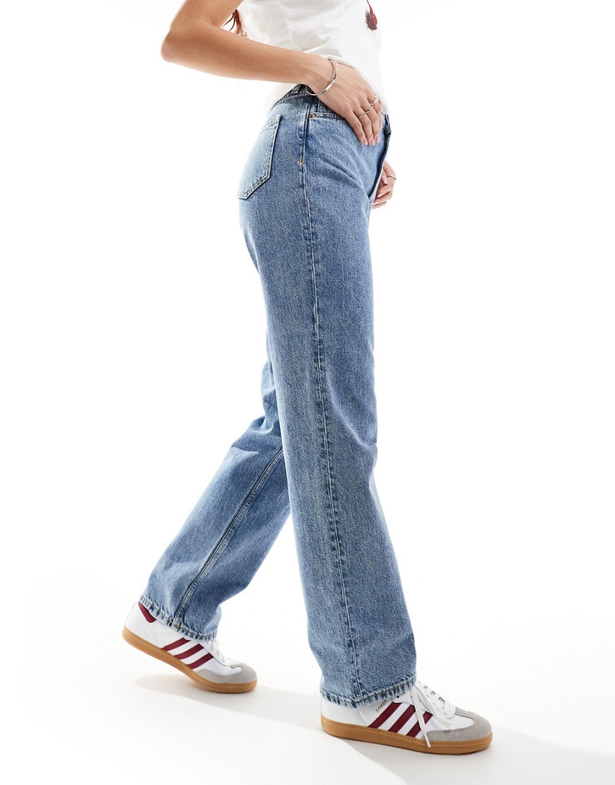 Monki Taiki high waist mom jeans in mid blue