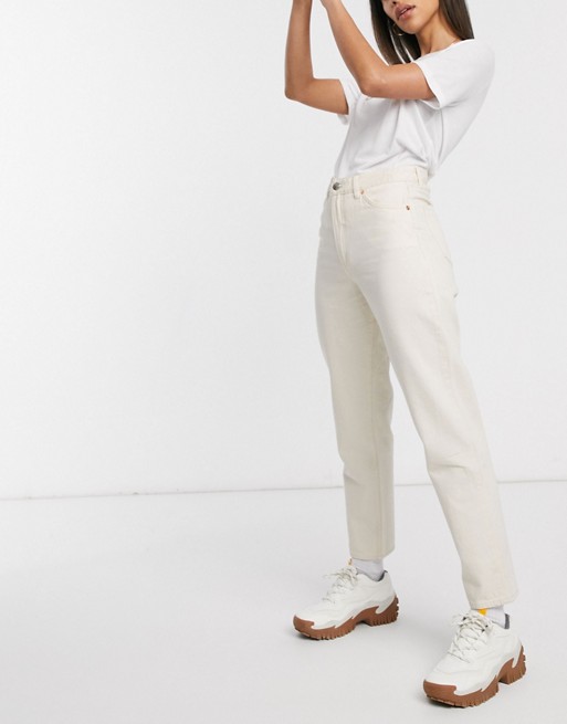 Monki Taiki high waist mom jeans with organic cotton in ecru