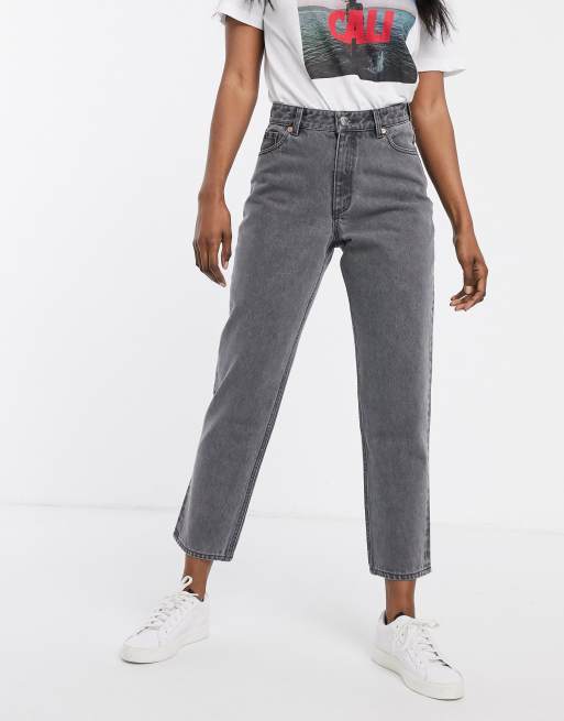 Monki Taiki High Waist Mom Jeans With Organic Cotton In Grey Asos