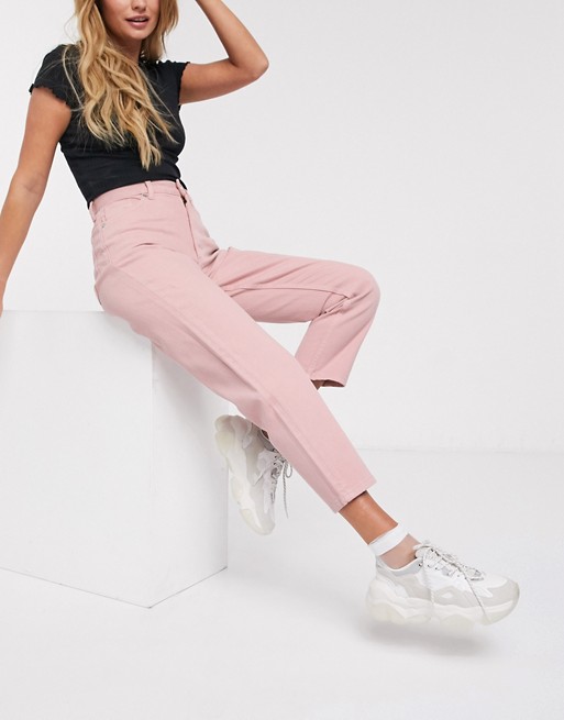 Monki Taiki high waist mom jeans with organic cotton in pink