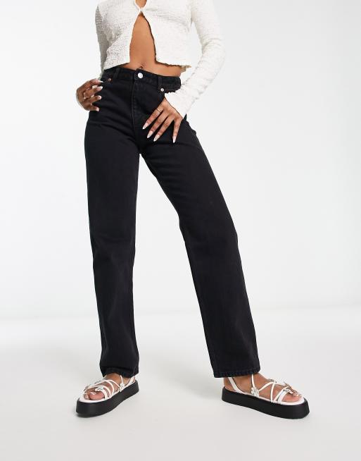 High waisted straight outlet leg jeans black