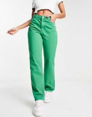 Monki Taiki straight leg jeans in bright green - ASOS Price Checker