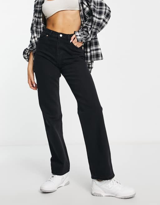 Monki – Taiki – Mom-Jeans in verwaschenem Schwarz mit hohem Bund und geradem Schnitt - BLACK, 4 von 4