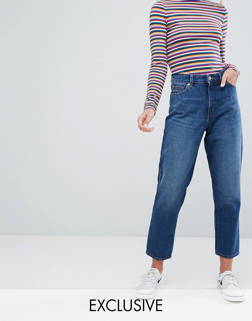 Monki - Taiki - Mom jeans met hoge taille-Blauw