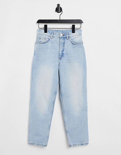 Monki Taiki organic cotton high waist mom jeans in light dusty blue