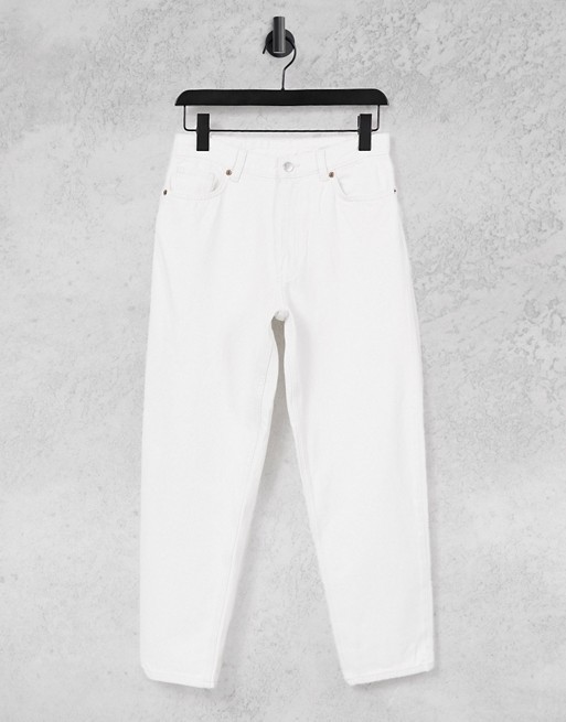 Monki Taiki cotton high waist mom jeans in off white - WHITE