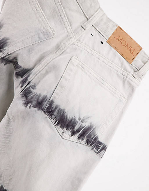 Jeans Monki Taiki organic cotton straight leg jeans in tie dye stripe 