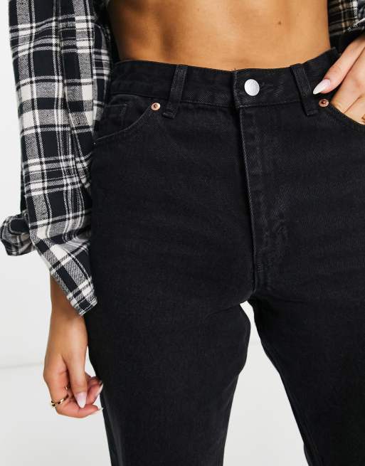 Monki – Taiki – Svarta urtvättade jeans med hög midja och raka ben – BLACK, 3 av 4