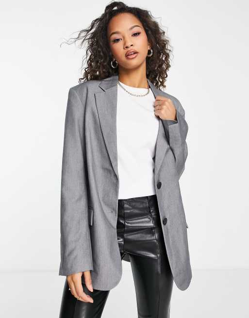 Monki tailored blazer in gray melange - part of a set