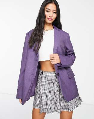 Monki tailored blazer in purple melange