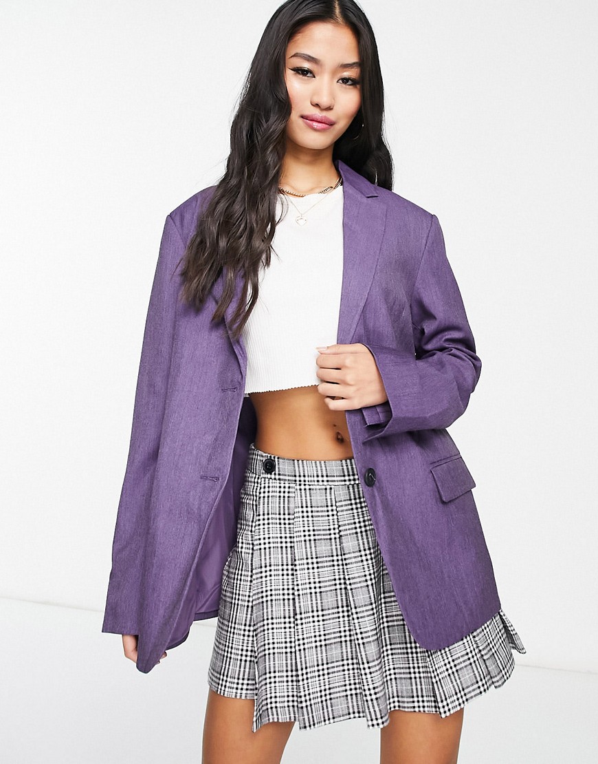 Monki tailored blazer in purple melange