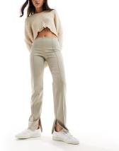 Reclaimed Vintage flare pants with zip side slits in brown