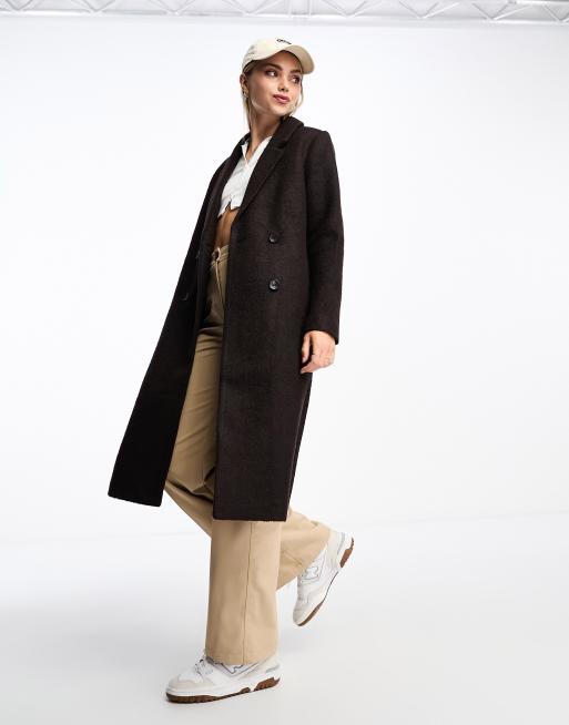 Women's Double Breasted Tailored Wool Black Coat