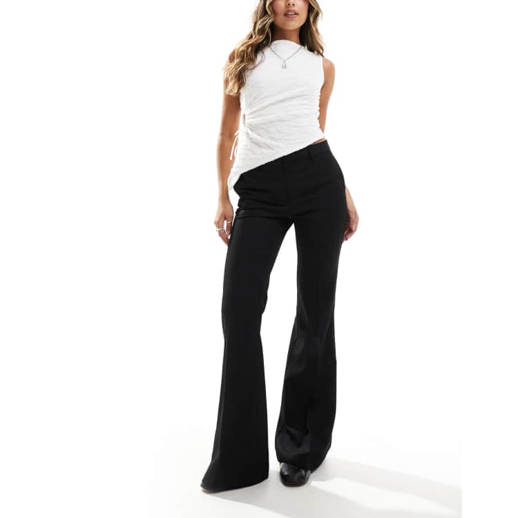 Monki tailored flare pants in black | ASOS