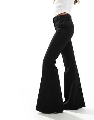 パンツ Theory WIDE FLARE TROUSERS BLACK Black Crepe Knit Flared Wide-Leg Pant | Theory Outlet