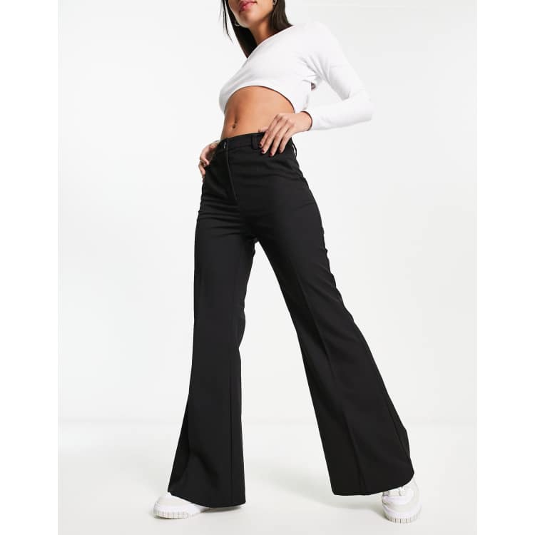 High waist wide leg trousers black - Black - Monki